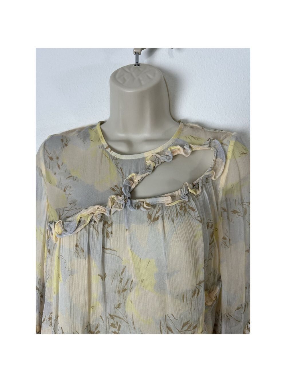 Stevie May Anthropologie Floral Mini Dress XS Yellow Boho Ruffle Cottagecore - Picture 7 of 14